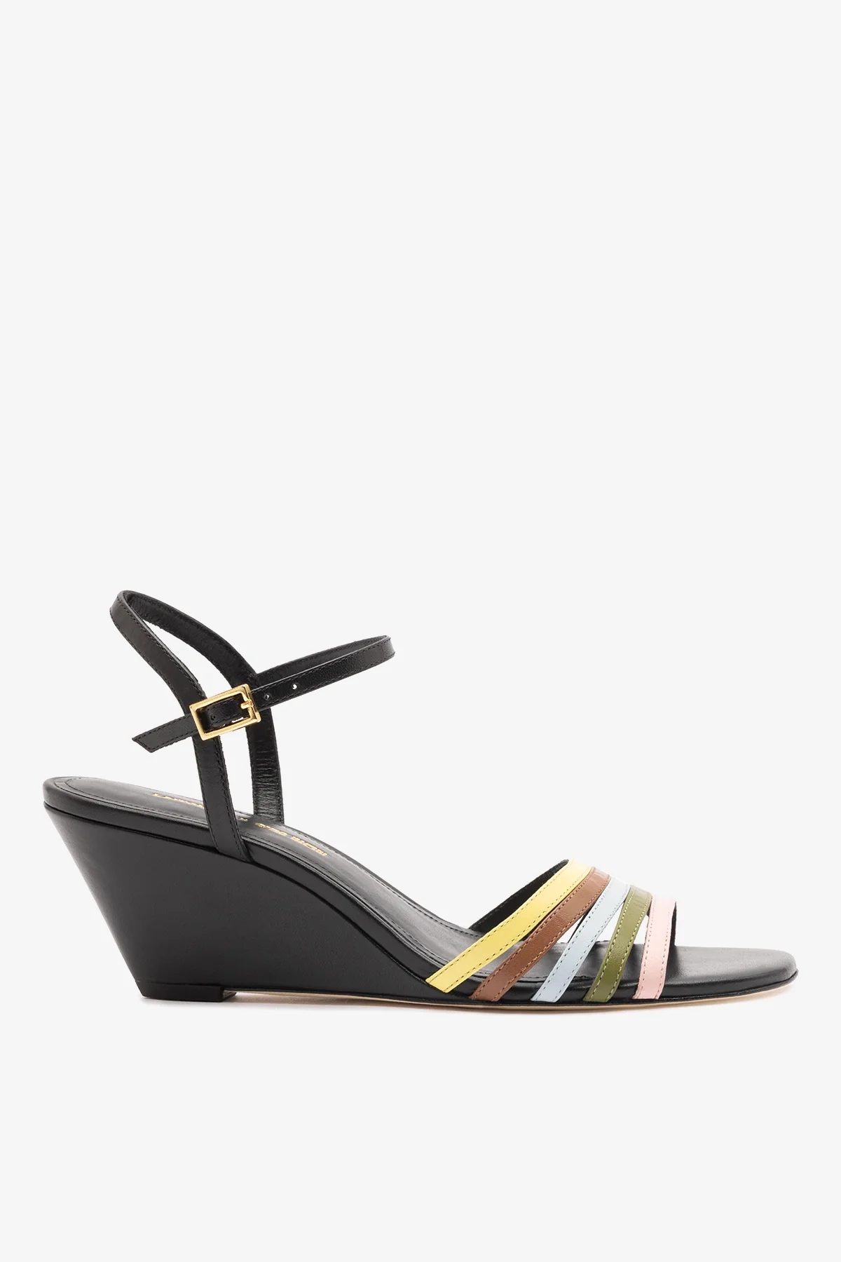 Larroudé x Ciao Lucia: Daiana Wedge Sandal Black Leather