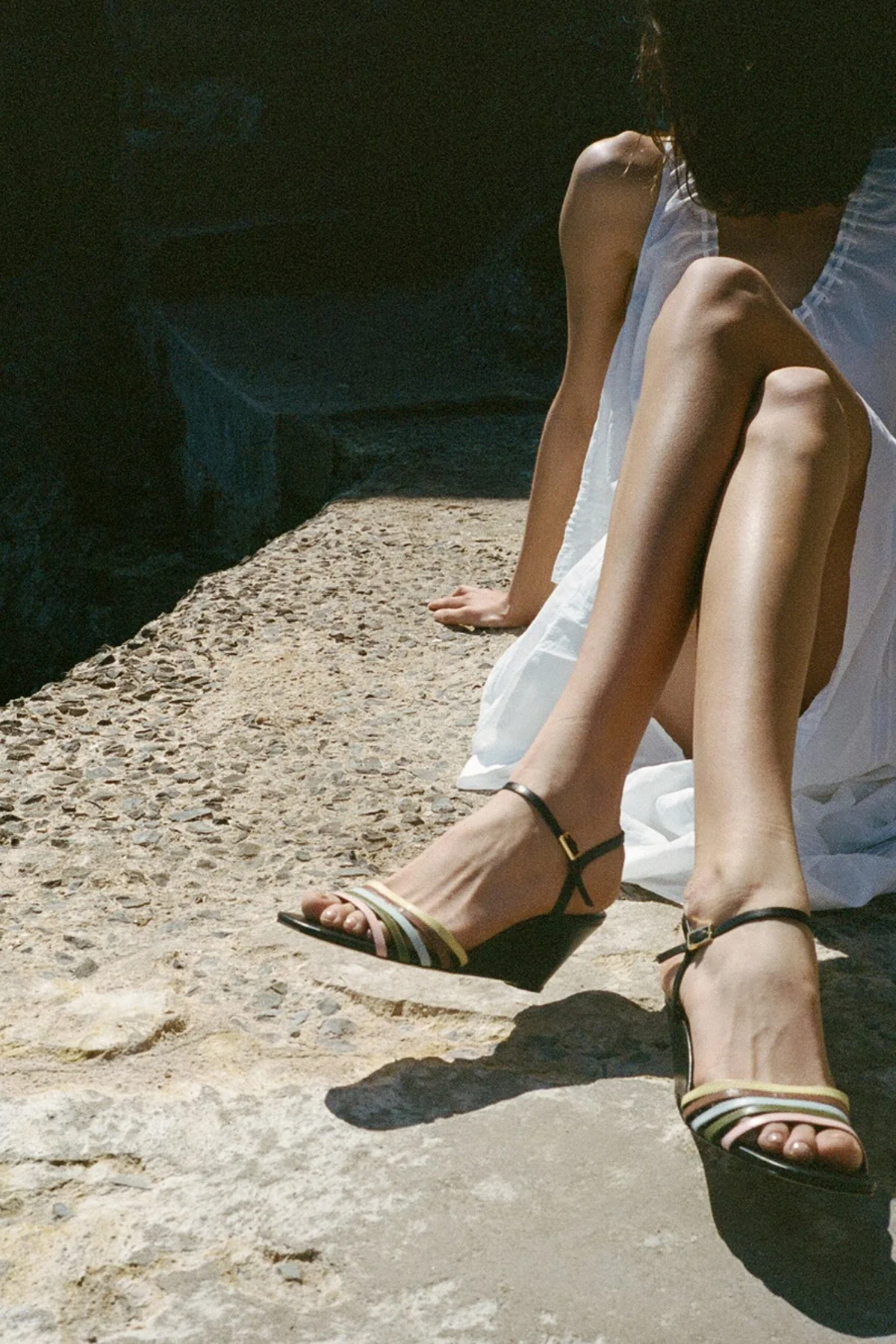 Larroudé x Ciao Lucia: Daiana Wedge Sandal Black Leather - Image 2