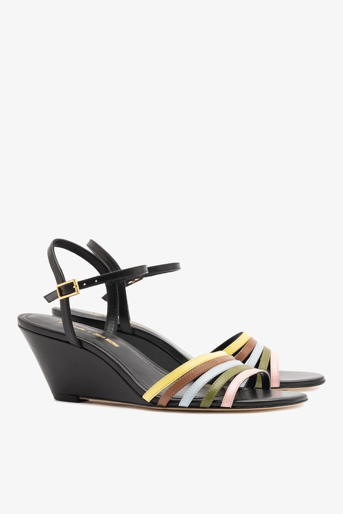 Larroudé x Ciao Lucia: Daiana Wedge Sandal Black Leather - Image 3