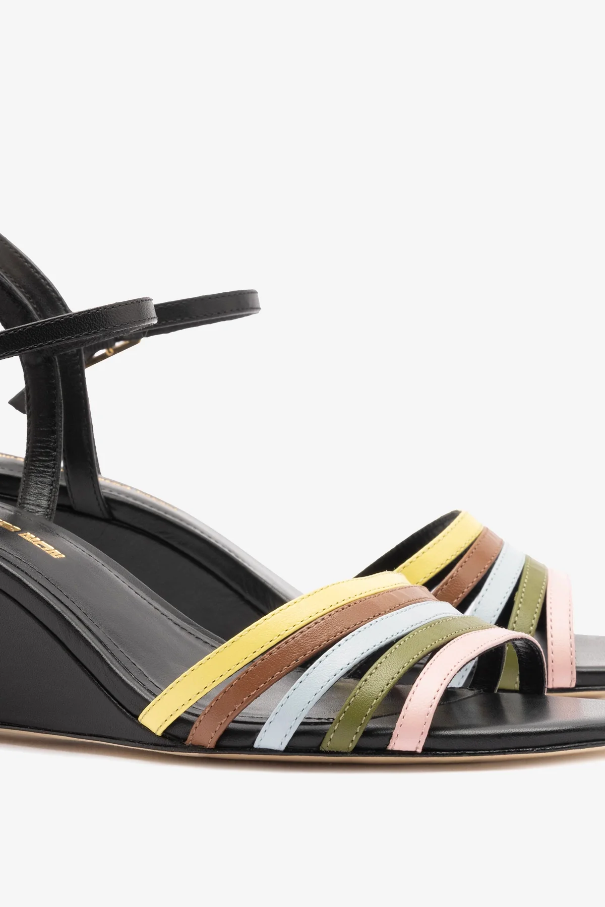 Larroudé x Ciao Lucia: Daiana Wedge Sandal Black Leather - Image 4