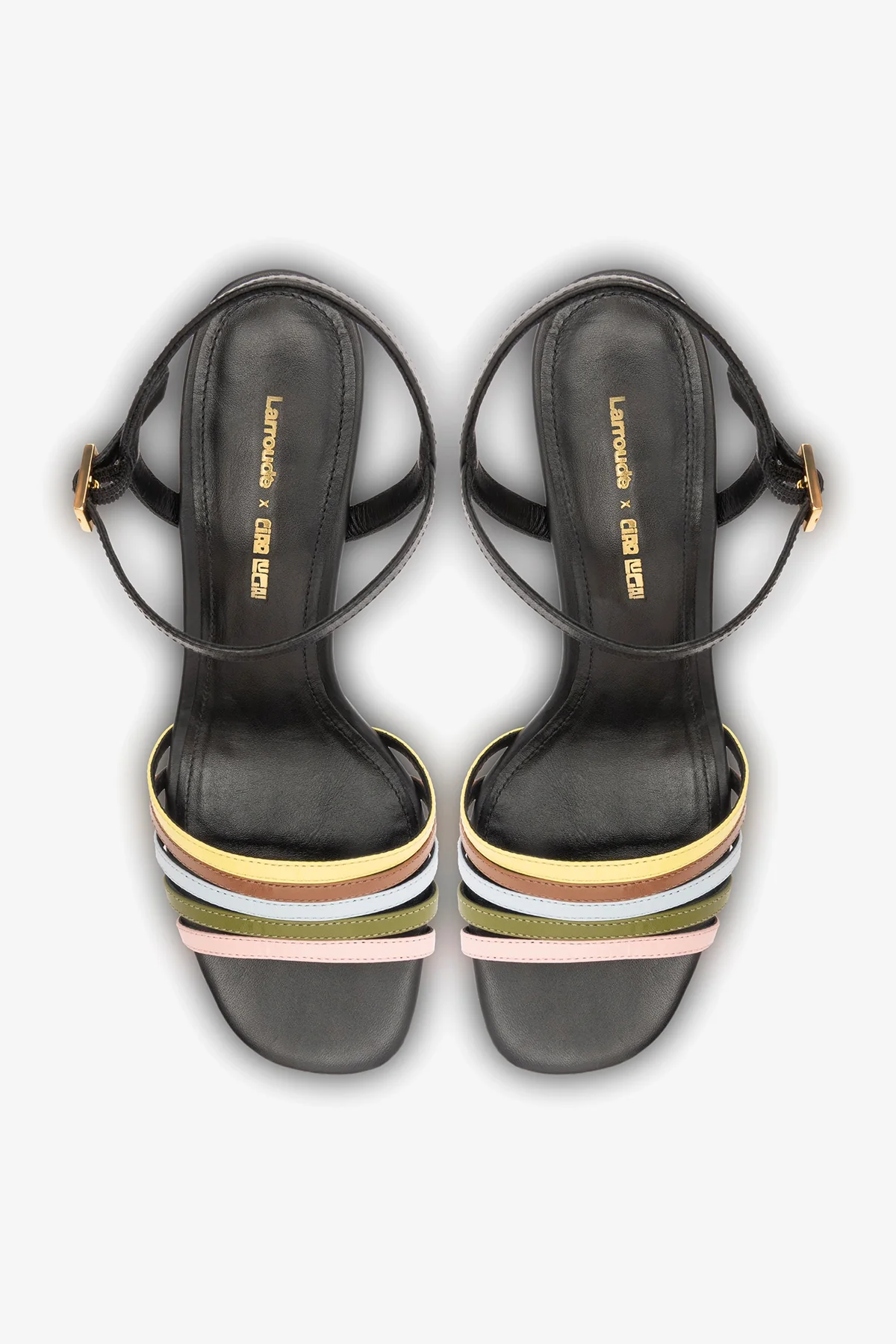 Larroudé x Ciao Lucia: Daiana Wedge Sandal Black Leather - Image 6