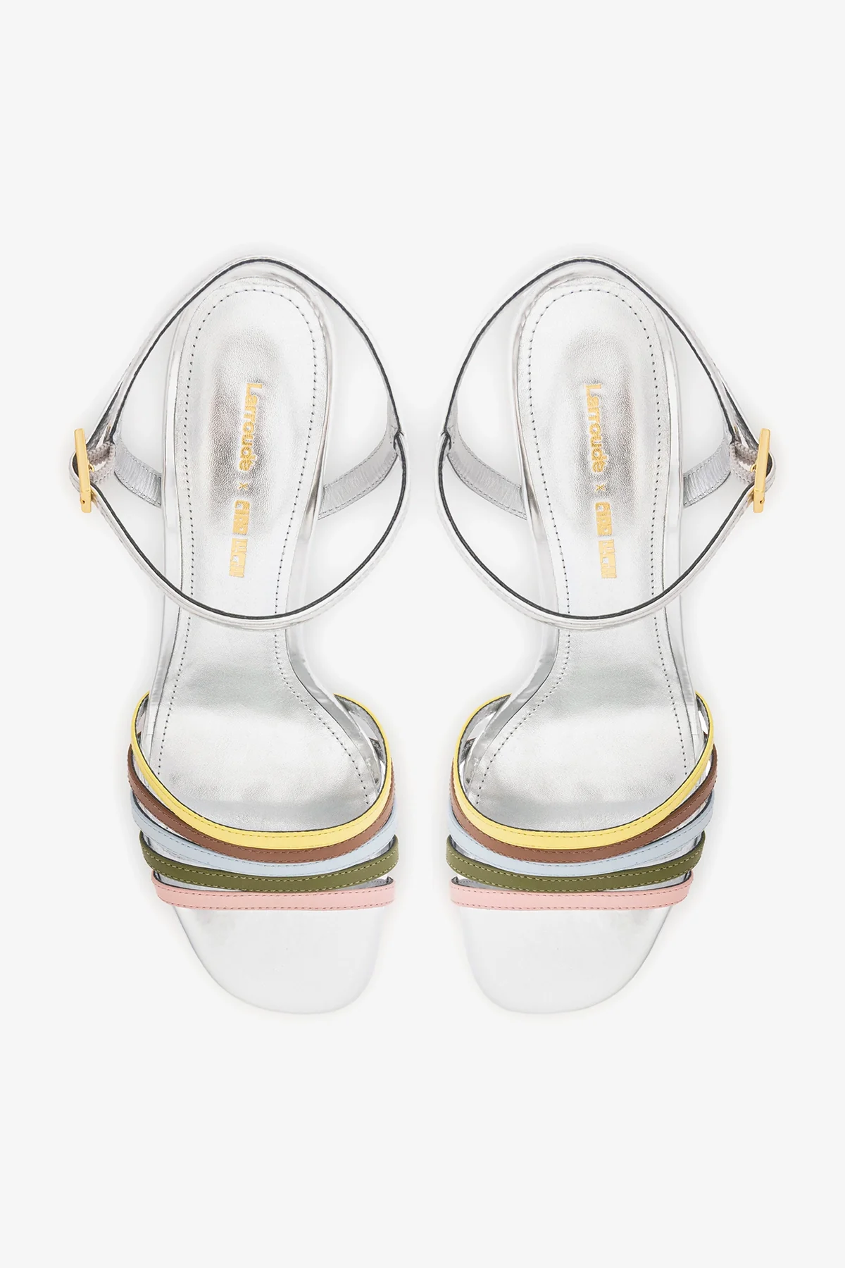 Larroudé x Ciao Lucia: Daiana Wedge Sandal Silver Leather - Image 6