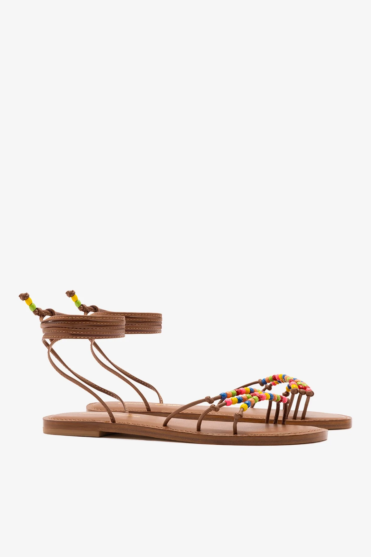 Larroudé x Ciao Lucia: Susana Flat Sandal Caramel Leather - Image 3