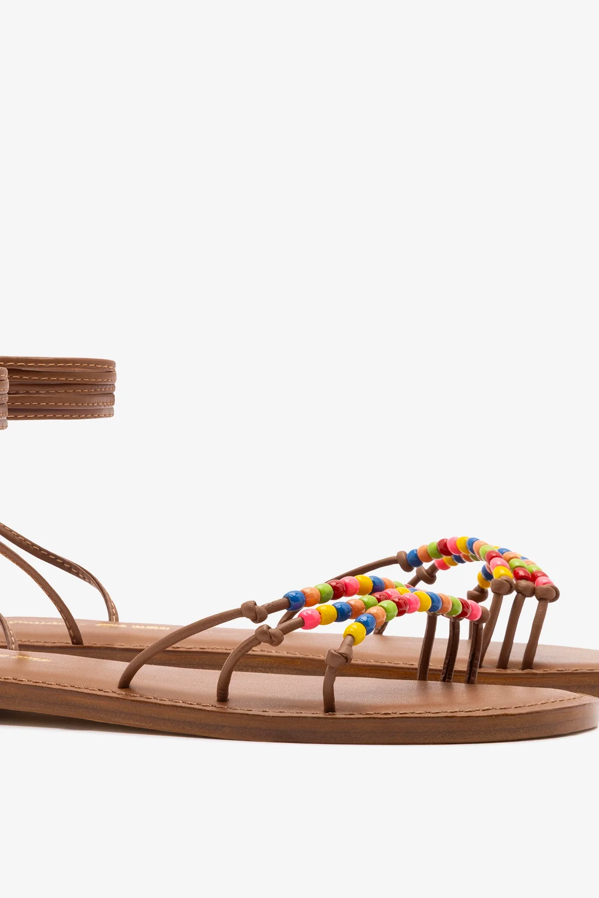 Larroudé x Ciao Lucia: Susana Flat Sandal Caramel Leather - Image 4