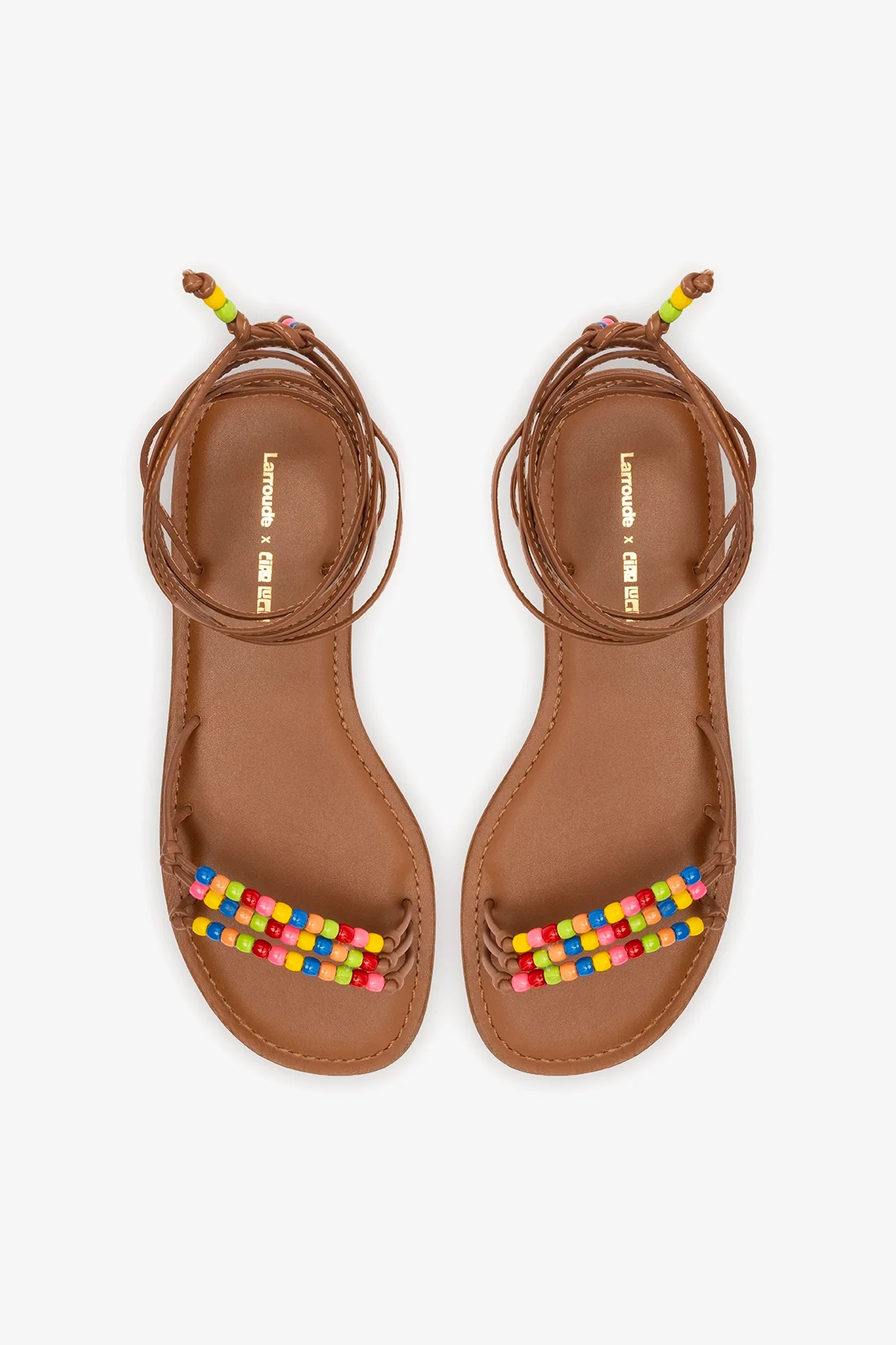 Larroudé x Ciao Lucia: Susana Flat Sandal Caramel Leather - Image 6