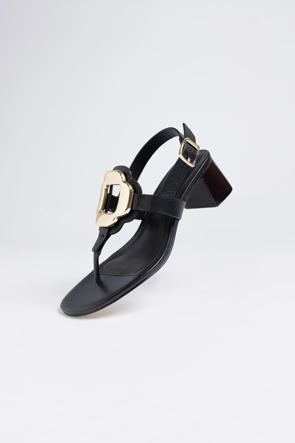 Margherita Block Thong Sandal Black Leather - Image 2