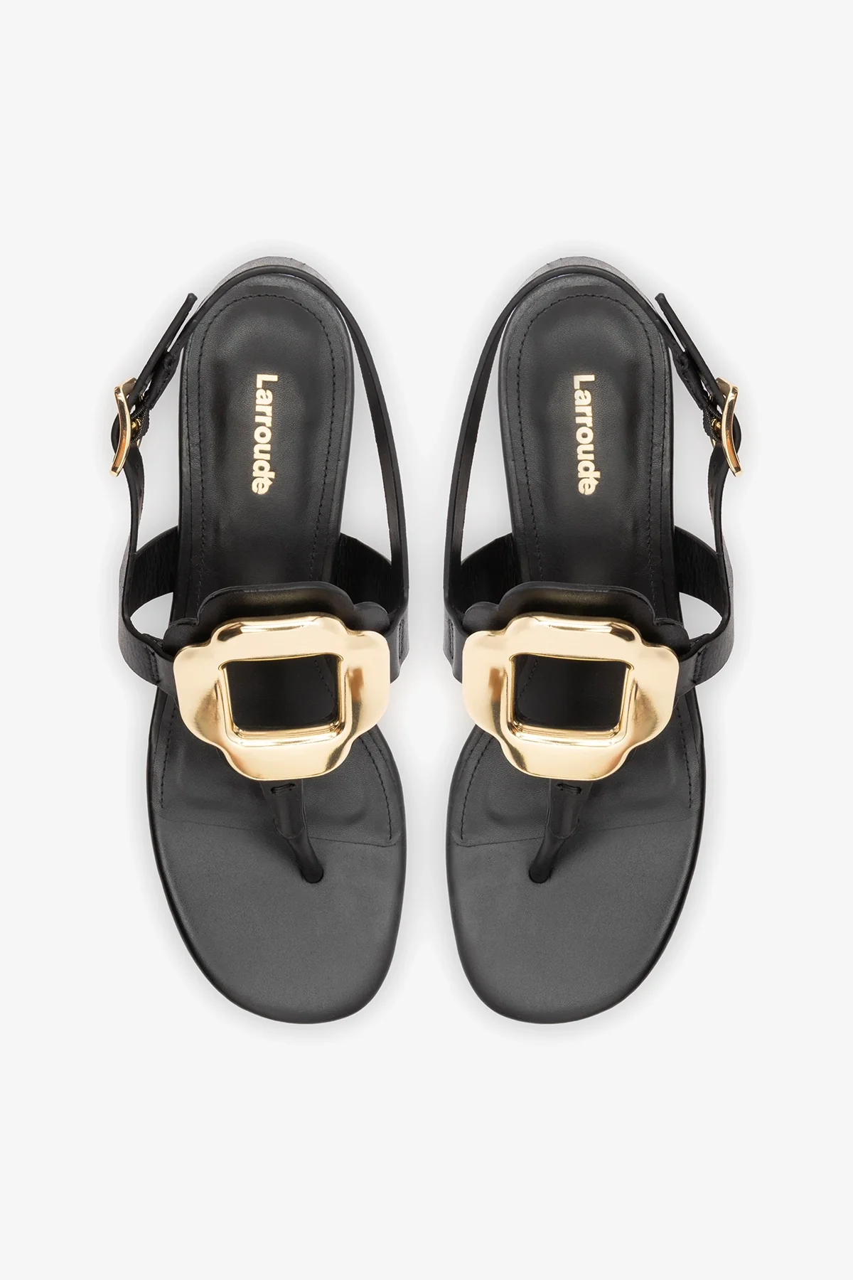 Margherita Block Thong Sandal Black Leather - Image 5