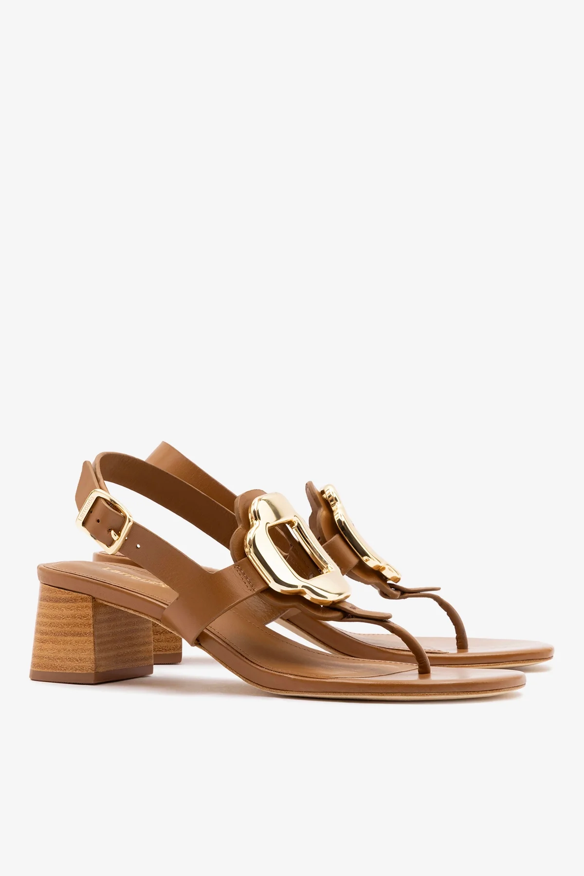 Margherita Block Thong Sandal Caramel Leather - Image 3