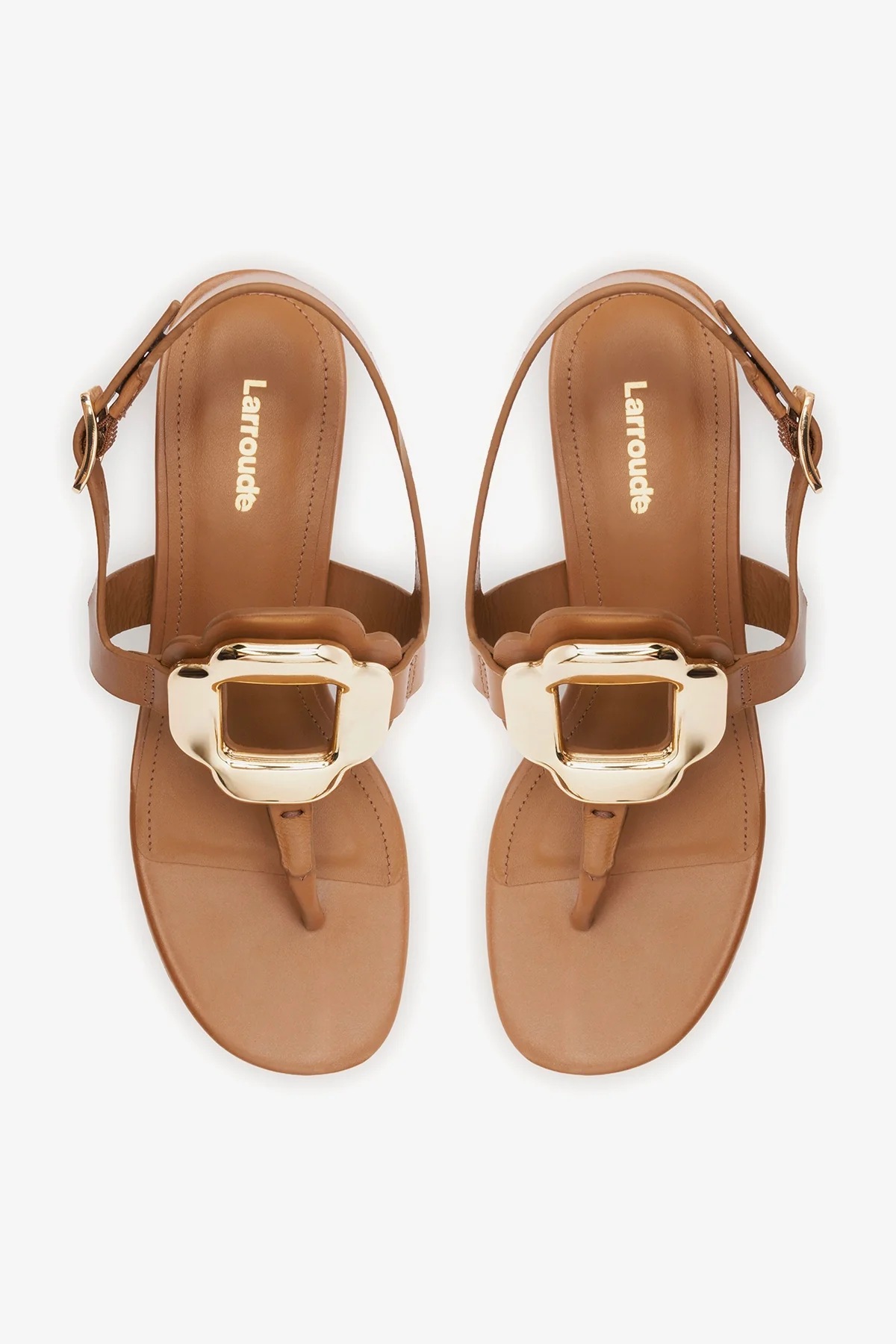 Margherita Block Thong Sandal Caramel Leather - Image 5