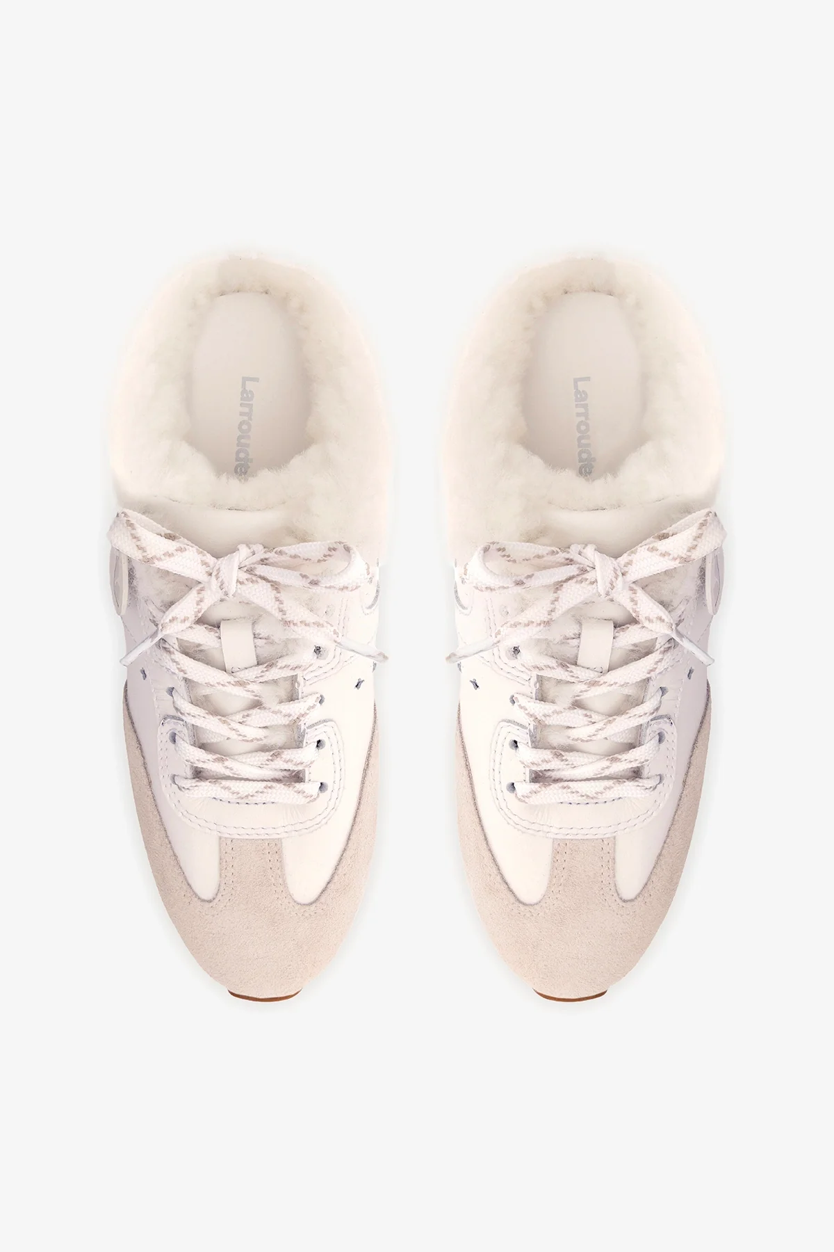 Stella Mule In Mushroom Grey Suede and White Shearling - Image 8
