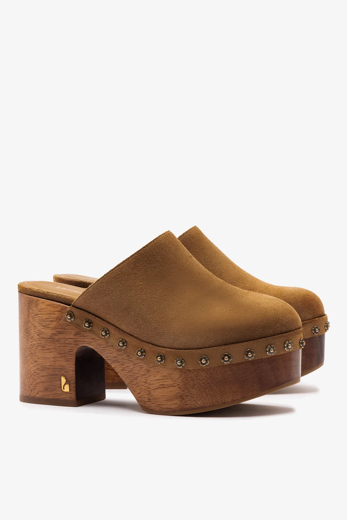 Miso Wooden Platform Clog In Peanut Suede - Image 2