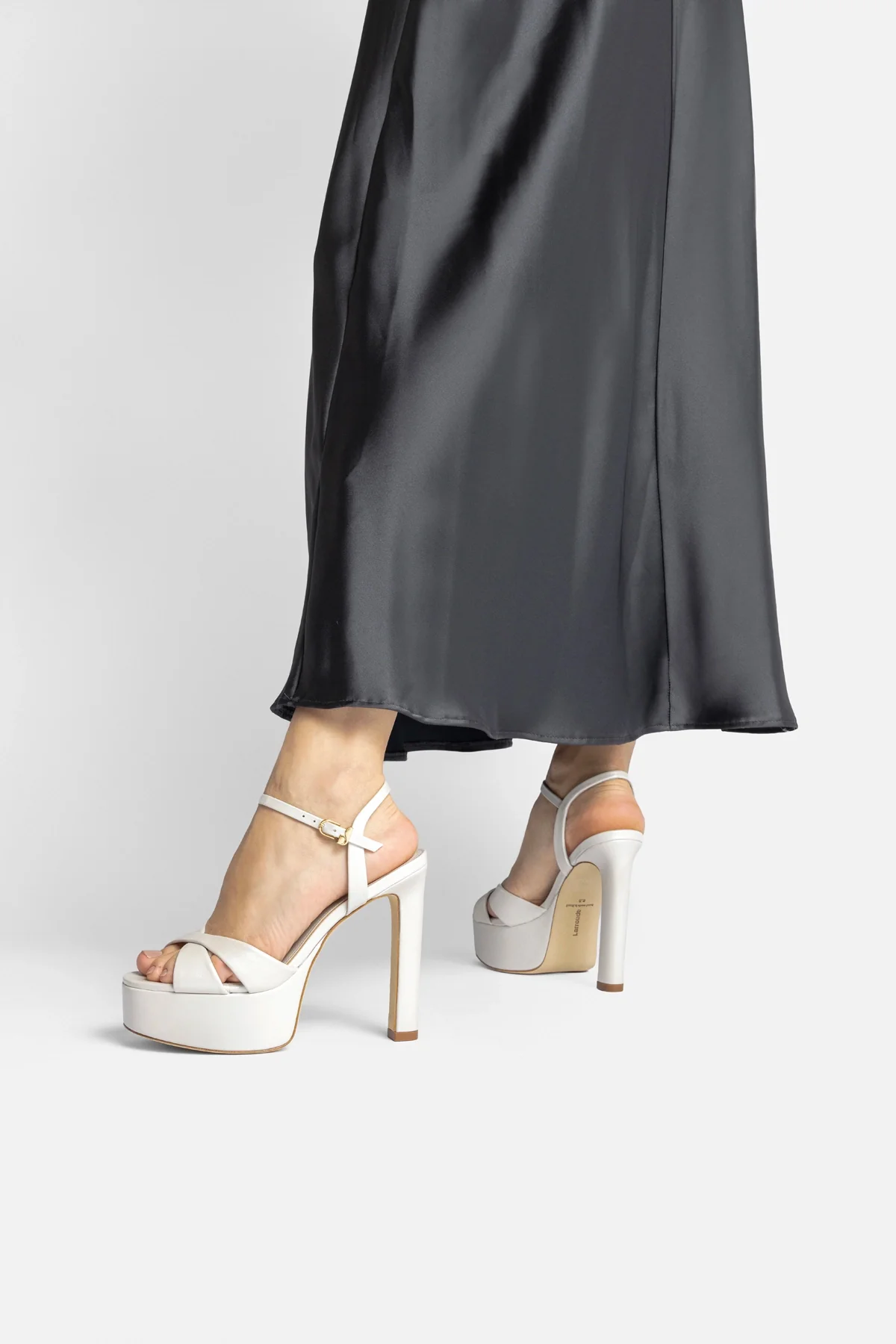 Bianca High Platform Sandal In Pearl Leather - Image 2