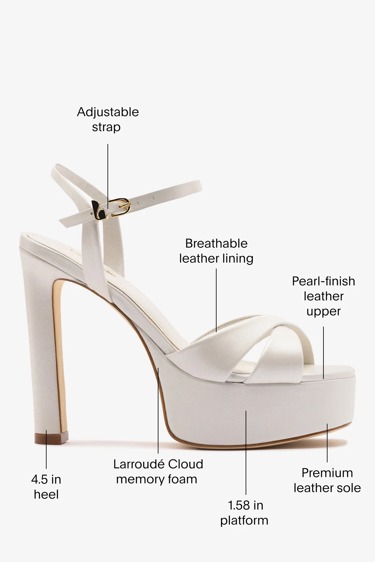 Bianca High Platform Sandal In Pearl Leather - Image 5