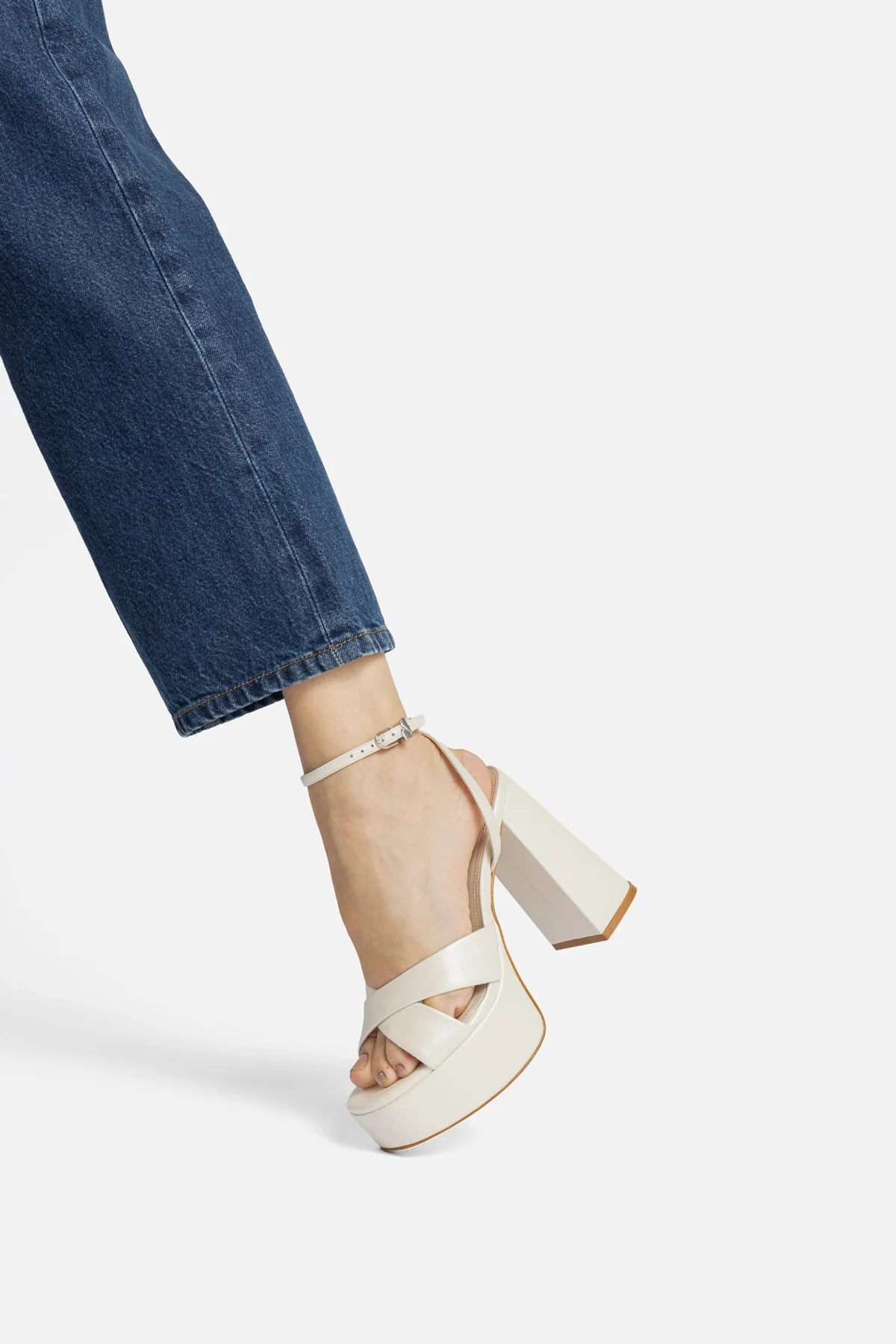 Dolly X Platform Sandal In Pearl Leather - Image 2