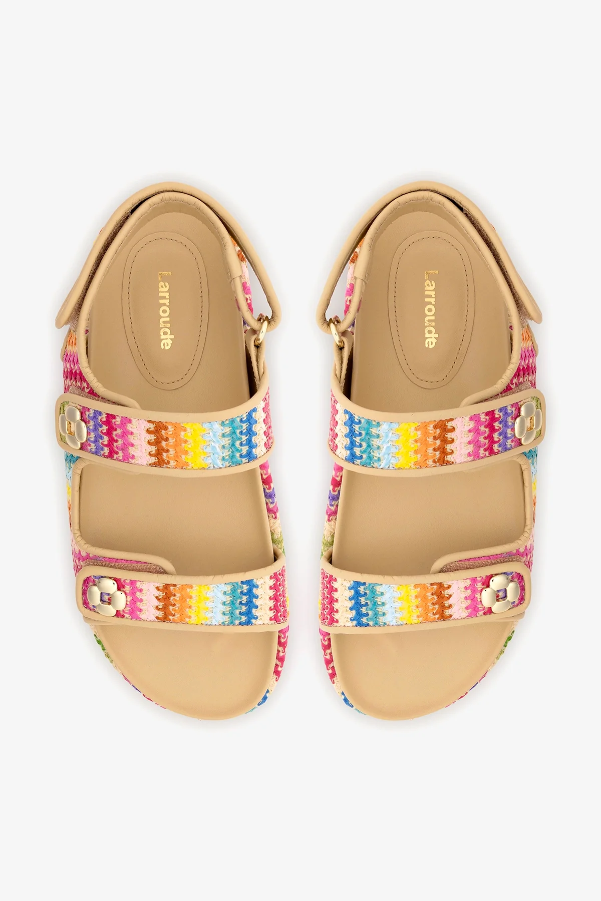 Jetty Sandal In Rainbow Raffia and Beige Leather - Image 7