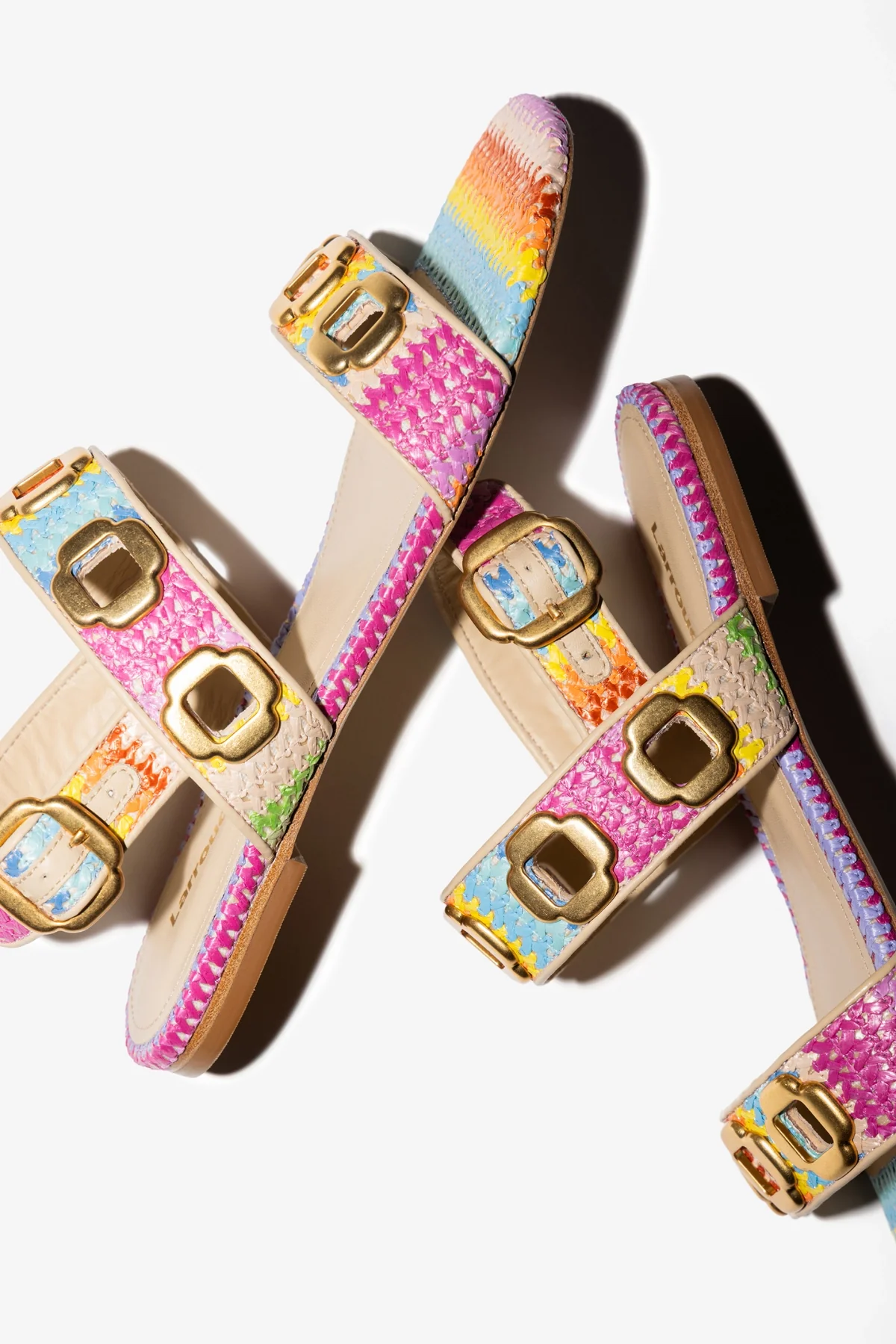 Milan Flat Sandal Rainbow Raffia - Image 2