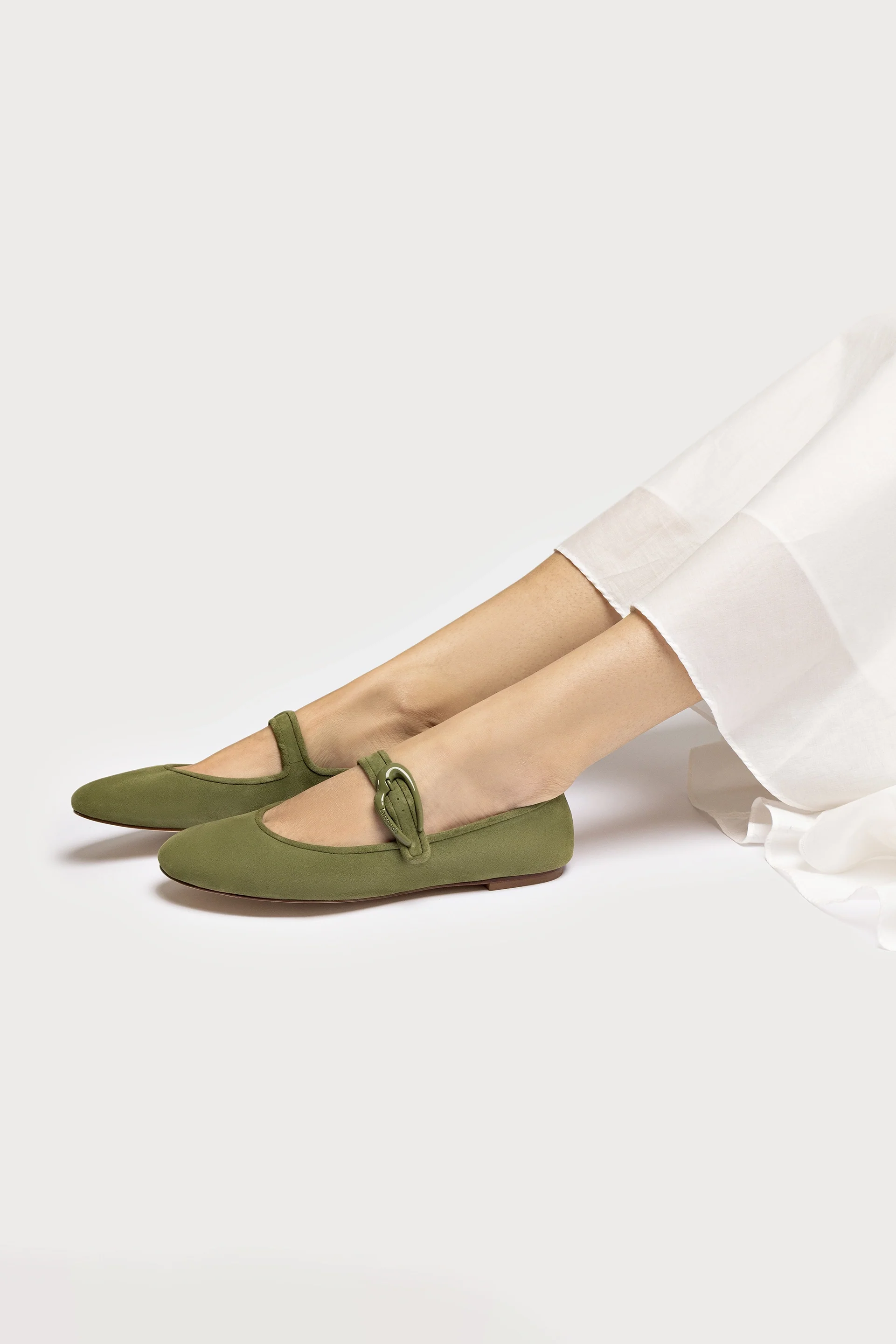 Verona Ballet Flat In Seaweed Suede - Image 2