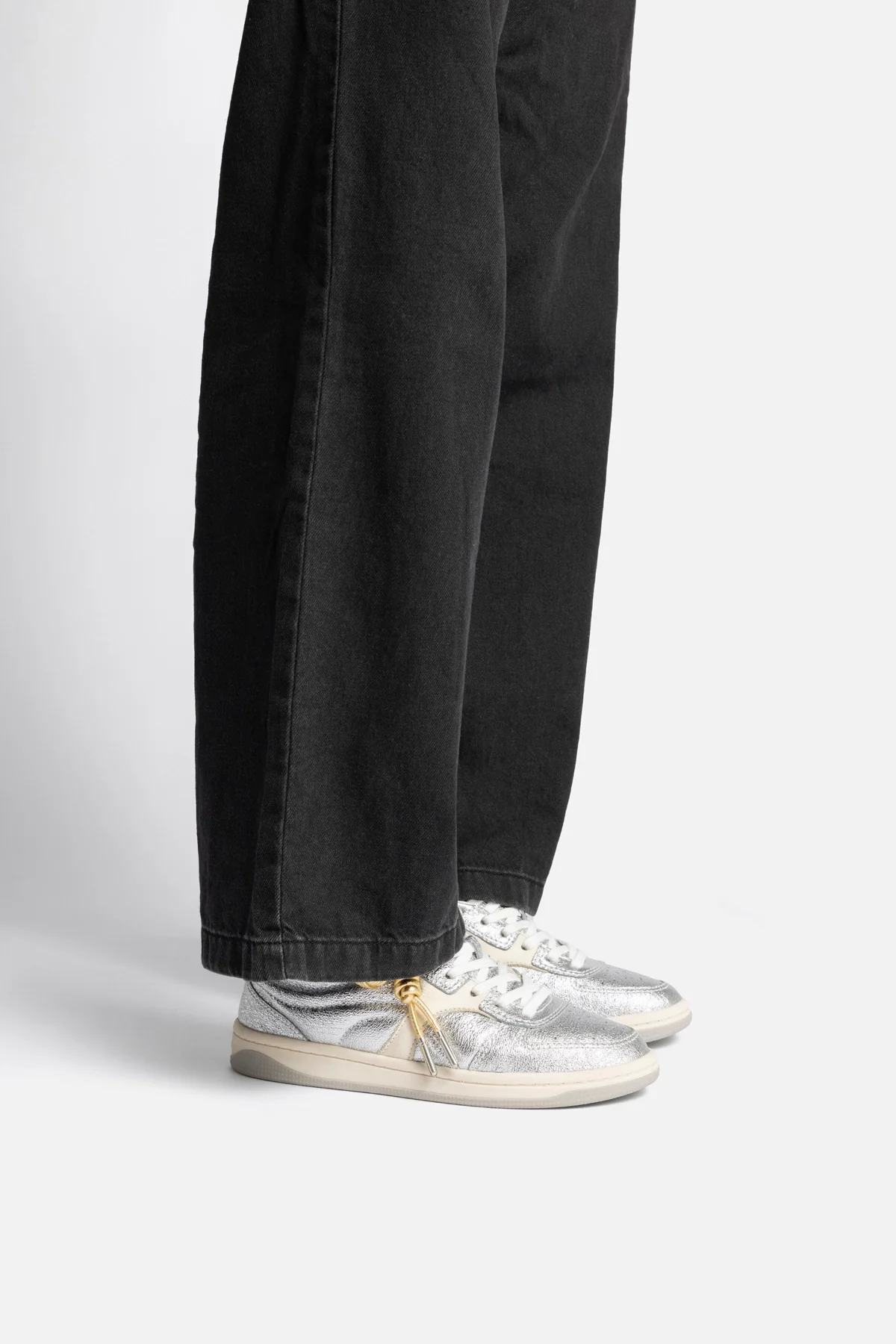 George Sneaker In Silver Sparkle Leather and Ivory Leather - Image 7