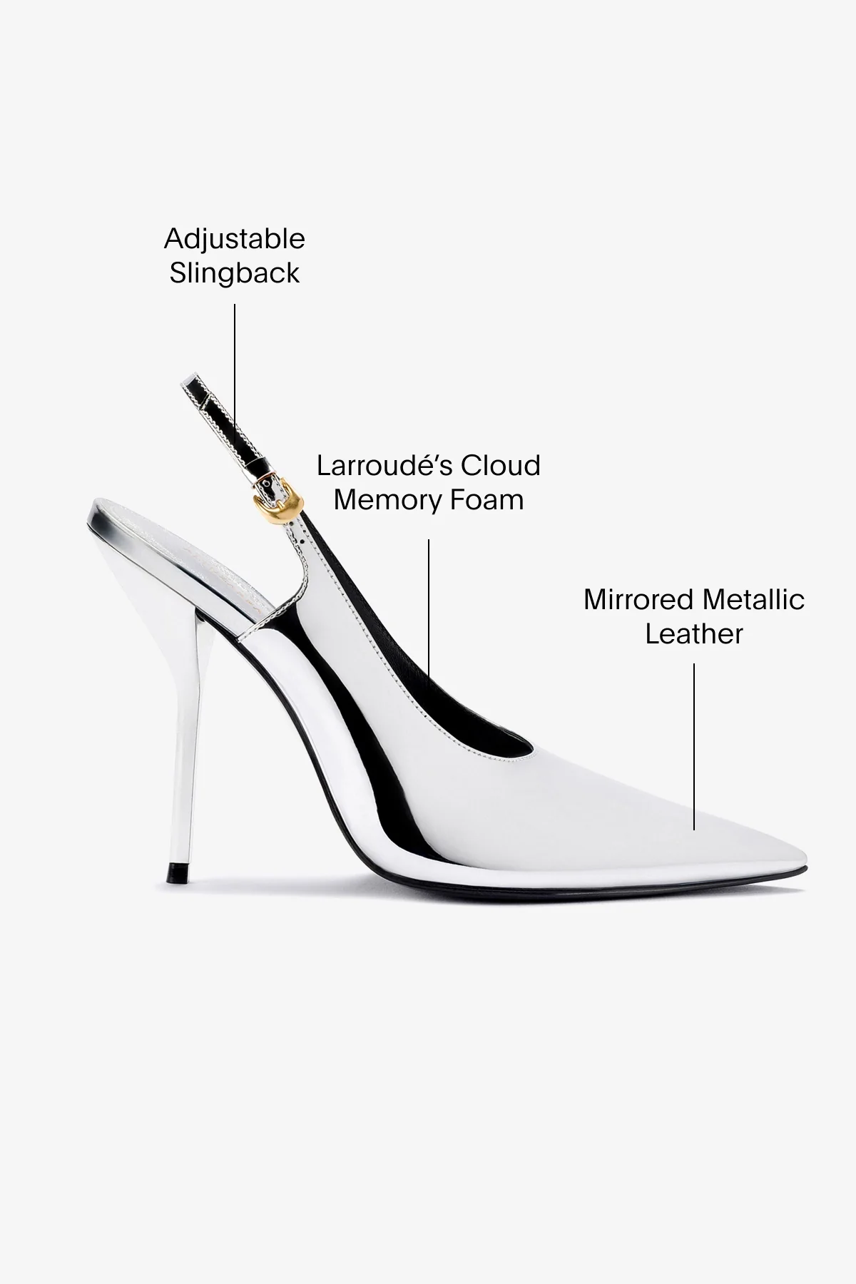 Larroudé x Altuzarra Pump In Silver Specchio - Image 5