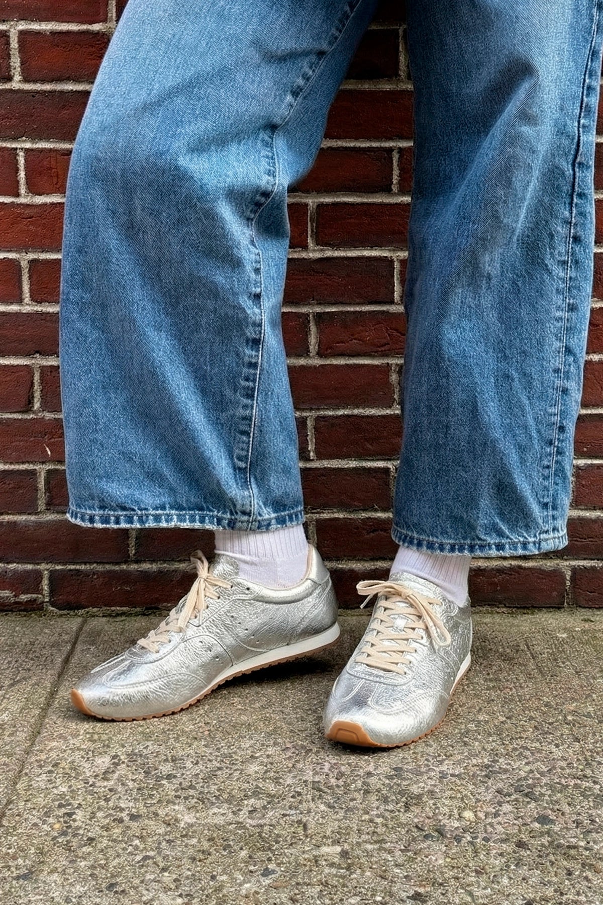 Stella Sneaker In Silver Metallic Leather - Image 2