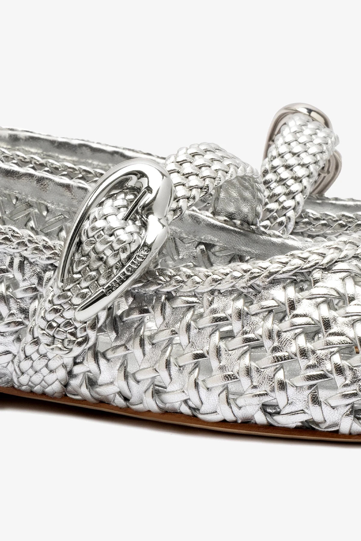 Verona Macrame Ballet Flat In Silver Metallic Leather - Image 4