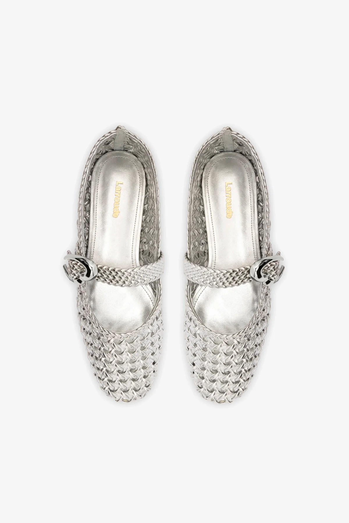 Verona Macrame Ballet Flat In Silver Metallic Leather - Image 7