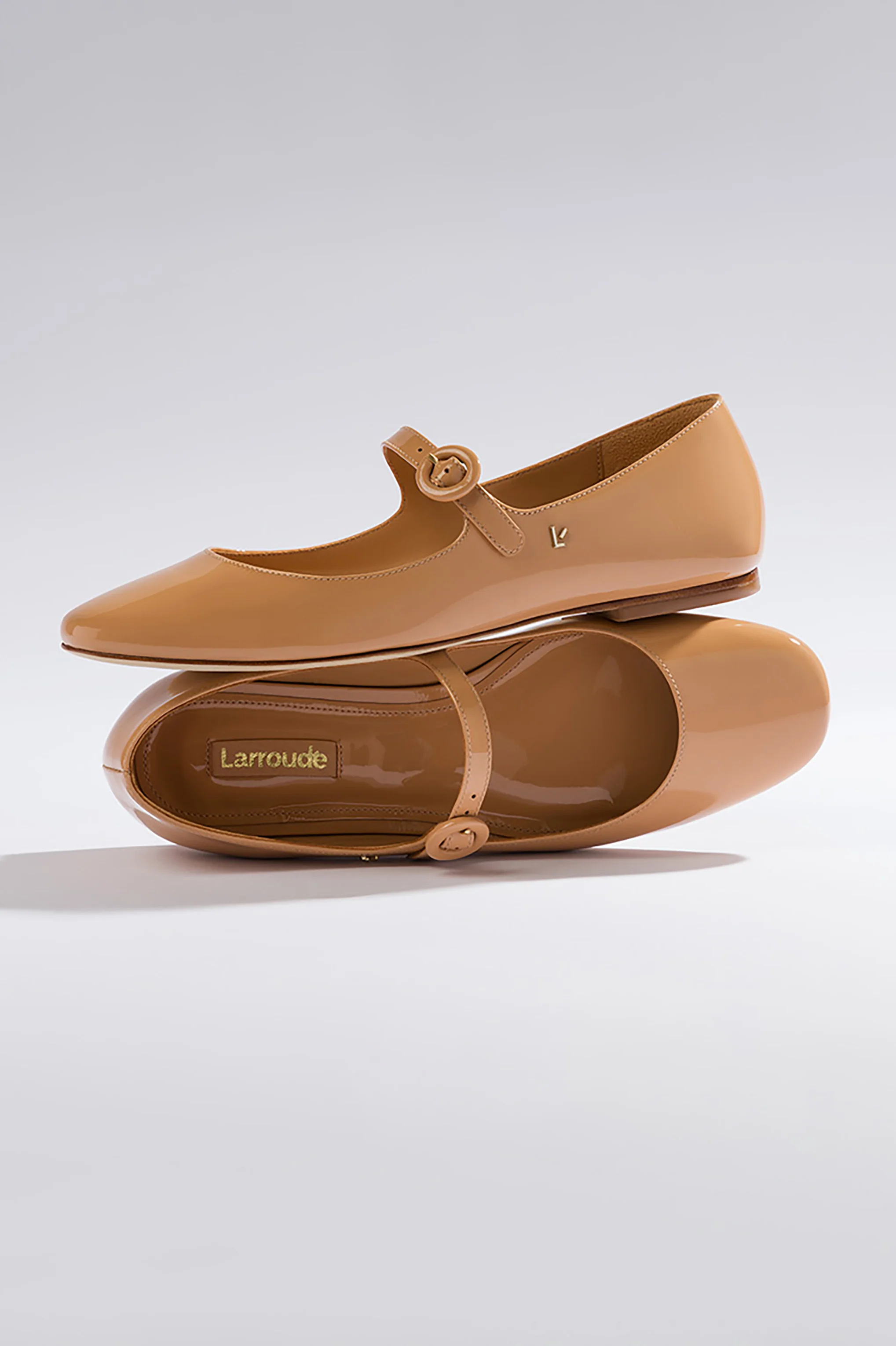 Blair Ballet Flat In Tan Patent Leather - Image 2