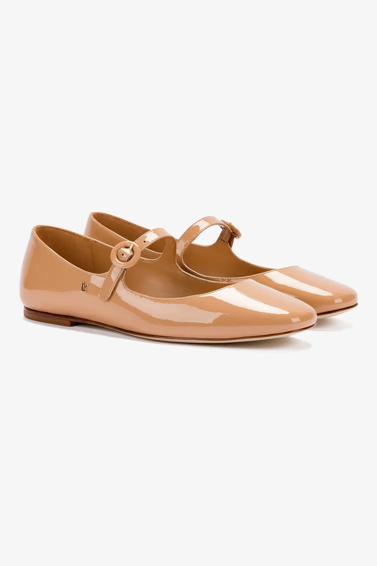 Blair Ballet Flat In Tan Patent Leather - Image 3