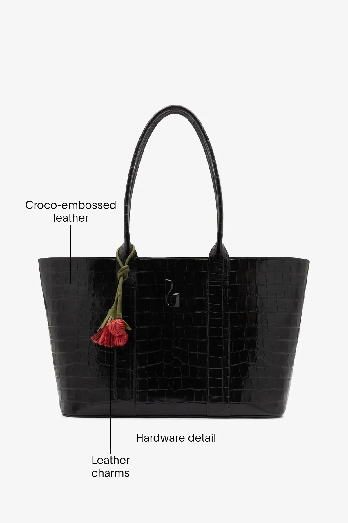 City Tote Bag Black Croco Leather - Image 6