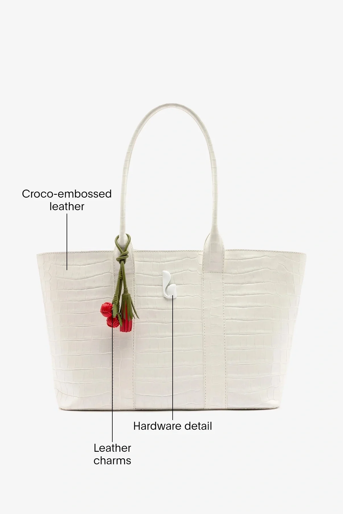 City Tote Bag White Croco Leather - Image 6