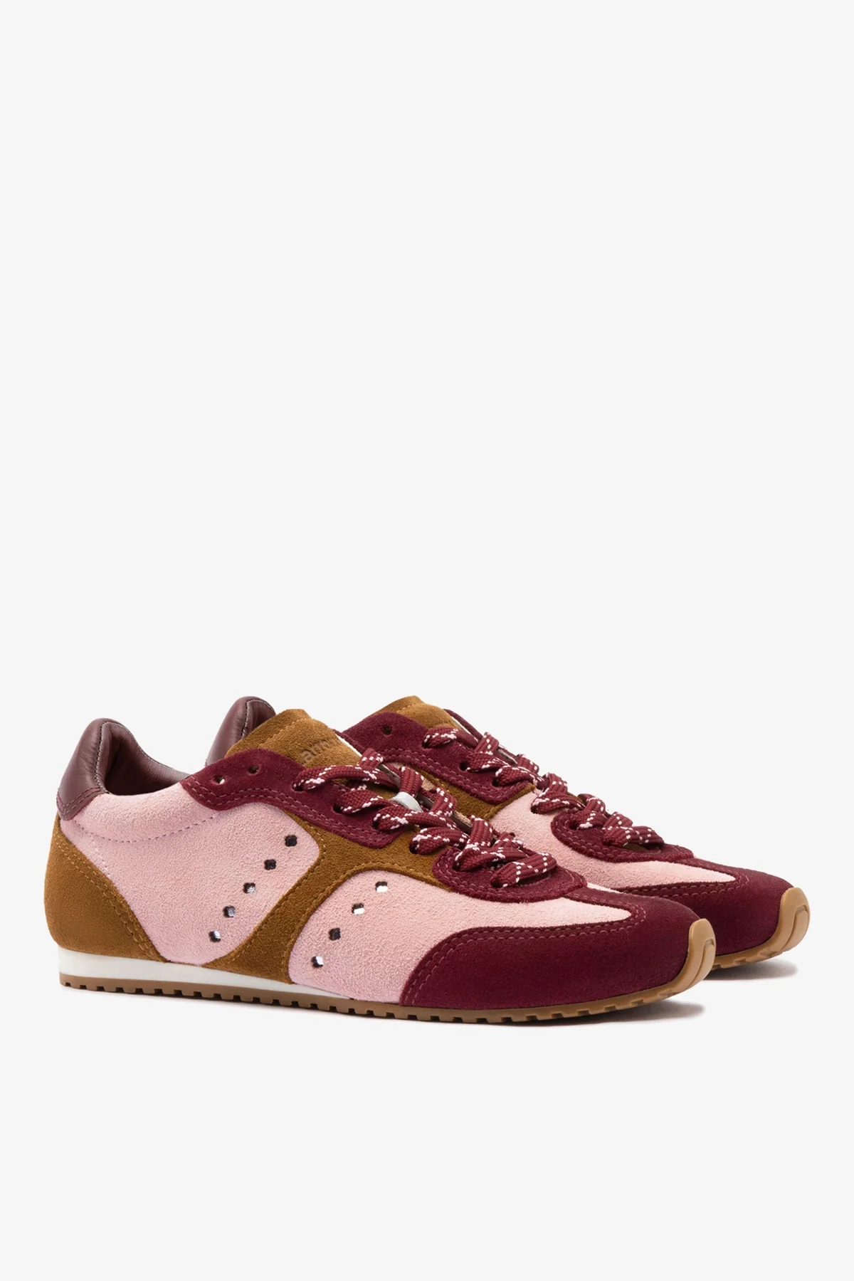 Stella Sneaker In Tulip, Russet and Wine Suede and Silver Metallic Leather - Image 3