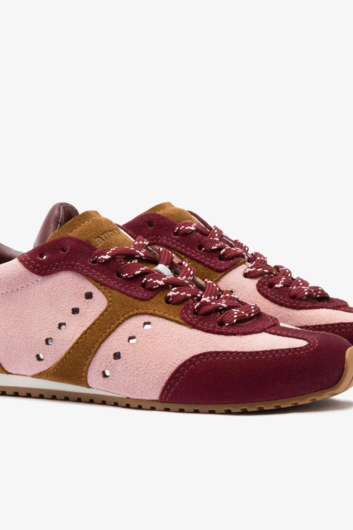 Stella Sneaker In Tulip, Russet and Wine Suede and Silver Metallic Leather - Image 4