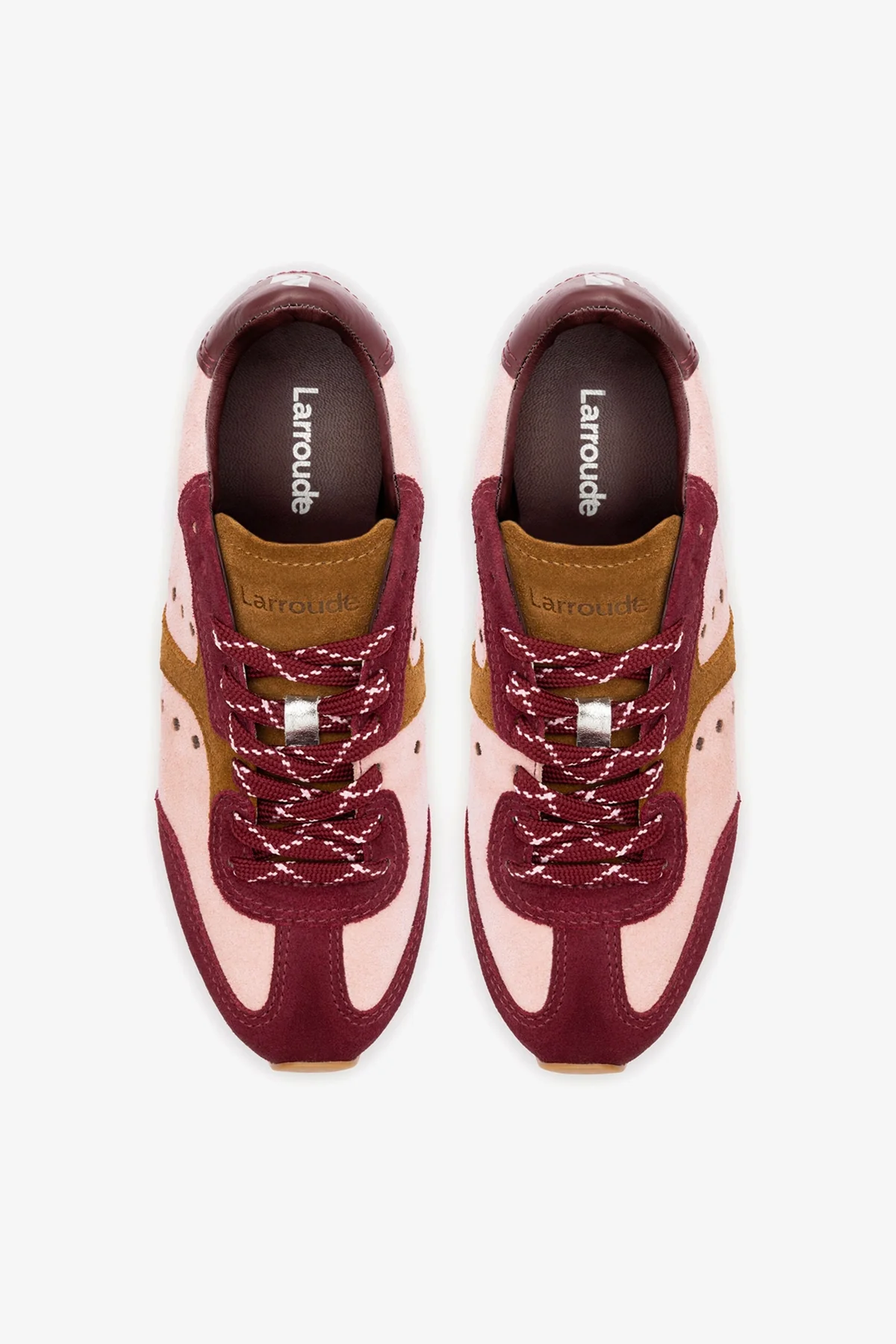 Stella Sneaker In Tulip, Russet and Wine Suede and Silver Metallic Leather - Image 8