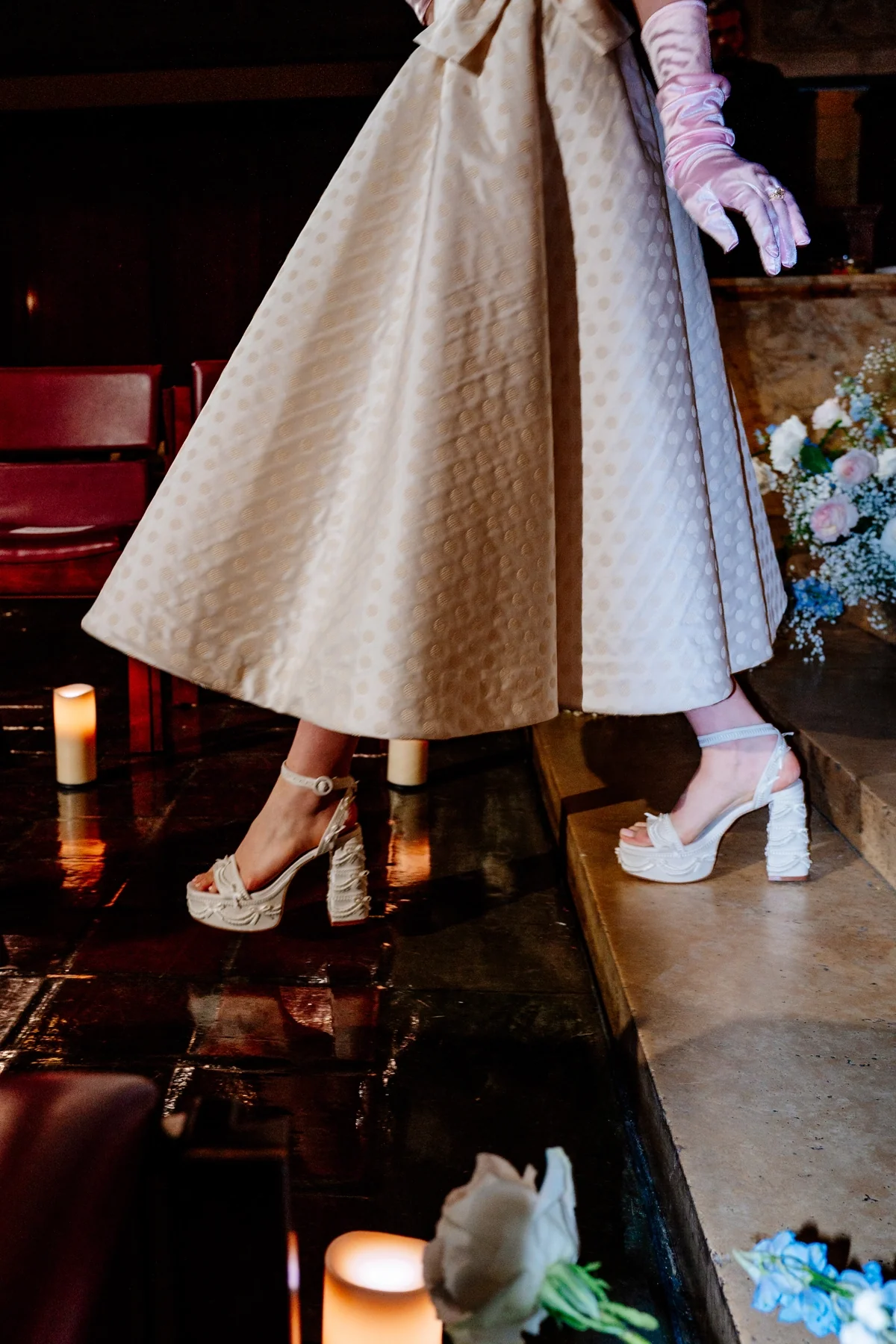 Larroudé x Tanner Fletcher: Dolly Cake&Lace Sandal White Satin - Image 2