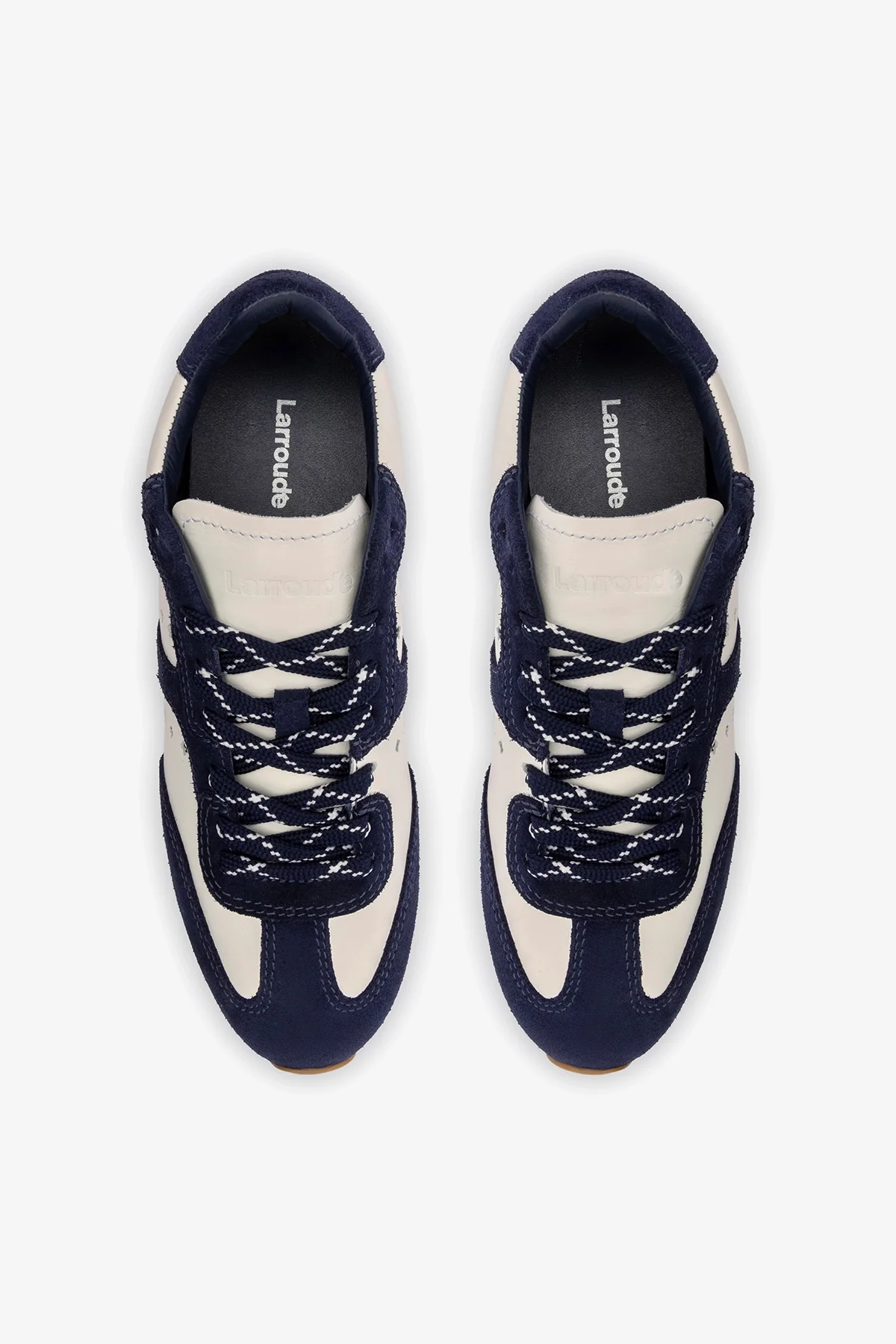 Stella Sneaker In White Leather and Indigo Suede - Image 8