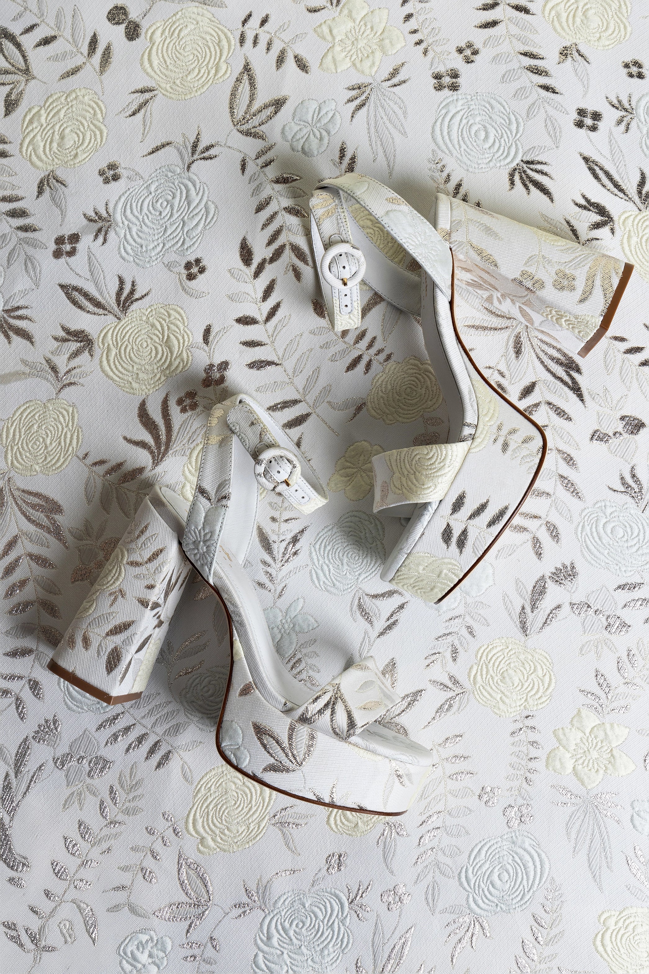 Larroudé x Markarian Dolly Sandal In Yvette Ivory Brocade - Image 2